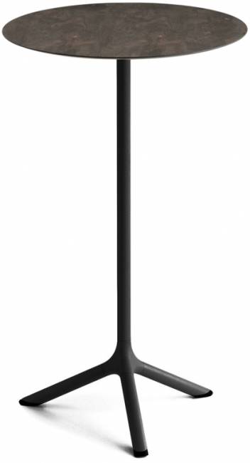 Стол ламинированный барный складной Tripe Folding черный, кортен Ø600х1100 мм