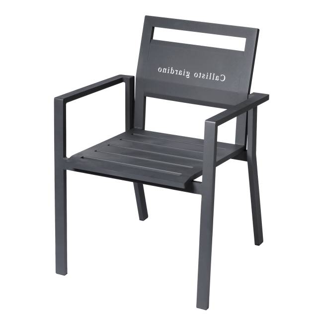 Стул садовый из алюминия Лагуна с двумя подлокотниками и матрасиком G101.0Е10 серый/антрацит