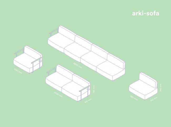 Диван двухместный с левым подлокотником Arki-Sofa белый, серый 1990х810х740 мм Диван двухместный с левым подлокотником Arki-Sofa белый, серый 1990х810х740 мм
