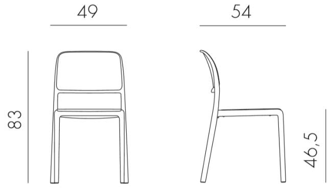 Стул пластиковый Riva Bistrot красный 540х490х830 мм