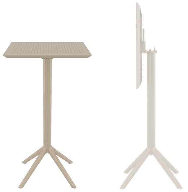Стол пластиковый барный складной Sky Folding Bar Table 60 бежевый 600х600х1080 мм
