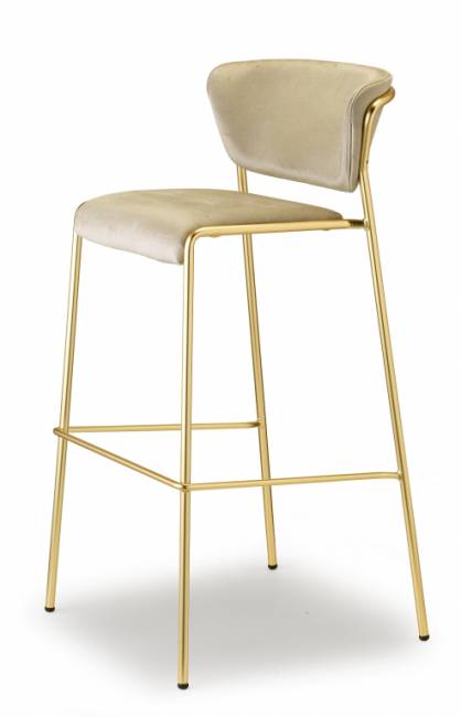 Стул барный с обивкой Lisa сатинированная латунь, слоновая кость 500х500х990 мм Стул барный с обивкой Lisa сатинированная латунь, слоновая кость 500х500х990 мм