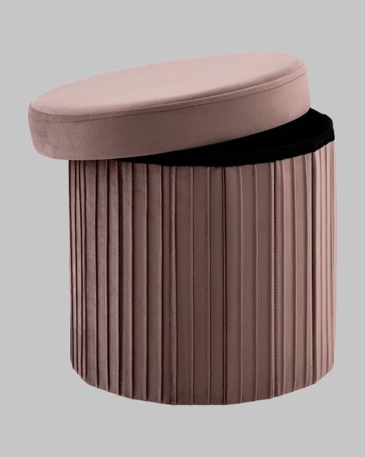 Пуф складной с ящиком Store Round пыльно-розовый