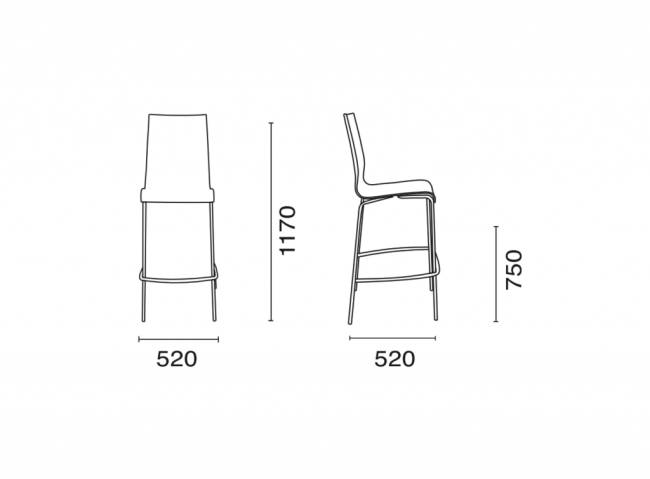 Стул пластиковый барный Icon-B хромированный, белый 520х520х1170 мм