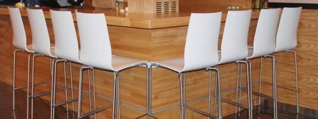 Стул пластиковый барный Icon-B хромированный, белый 520х520х1170 мм