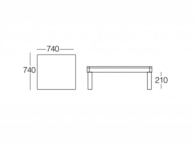 Столик ламинированный журнальный Slim Center Low Table (E) 740х740х210 мм
