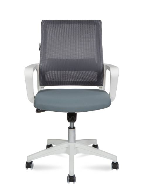 Кресло офисное / Бит LB / белый пластик / черная сетка / черная ткань