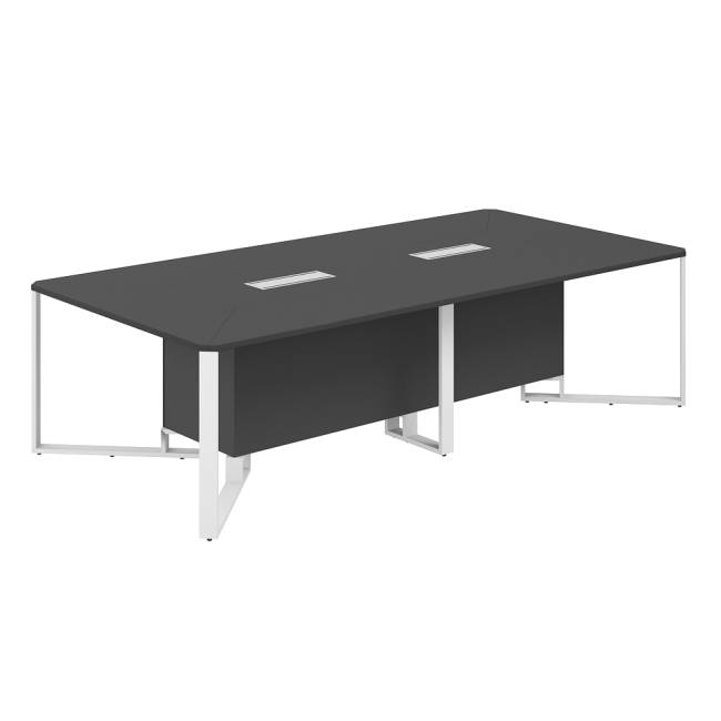 SP.0102.AN.AN.WH / Стол переговорный 2800х1400х750 / столешница:антрацит, подстолье:антрацит, металлокаркас:белый, лючок:серый