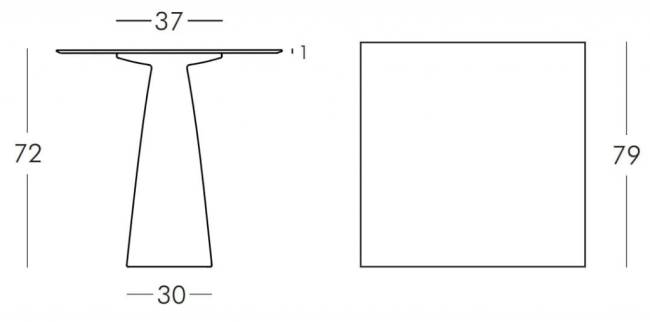 Стол из HPL пластика светящийся Hopla Lighting белый 790х790х720 мм