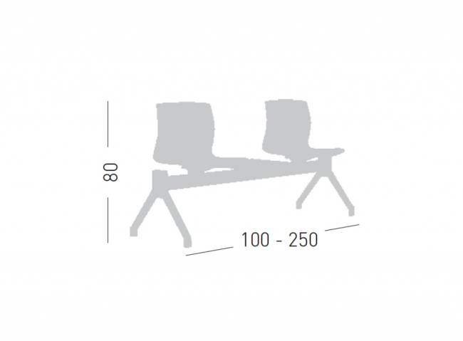 Скамейка с обивкой трехместная Slot PG 1500х550х800 мм