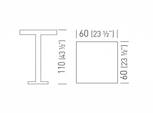 Стол пластиковый барный Tkitt BGA3L 600х600х1100 мм