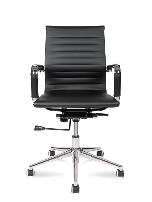 Кресло офисное / Техно LB  / хром / черная кожа