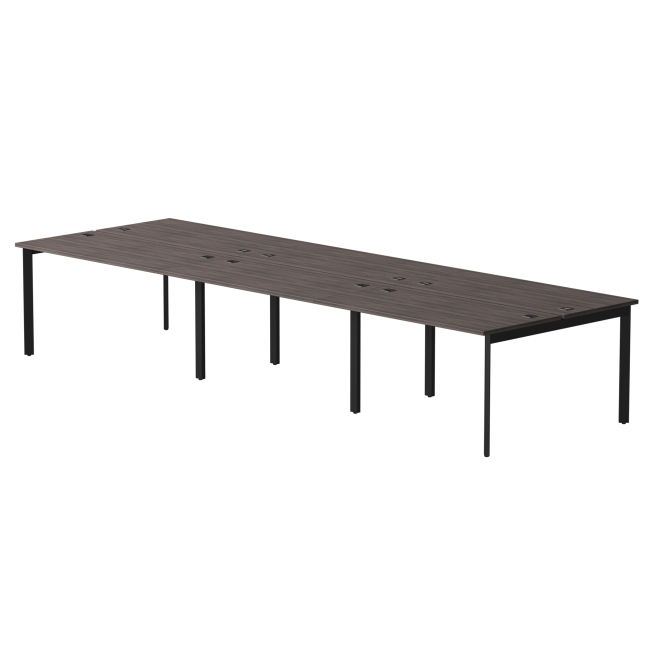 Бенч-система на 6 мест Everprof EVO на металлокаркасе 4740х670(1370)x755 опоры 45гр Дуб Пасадена/Черный