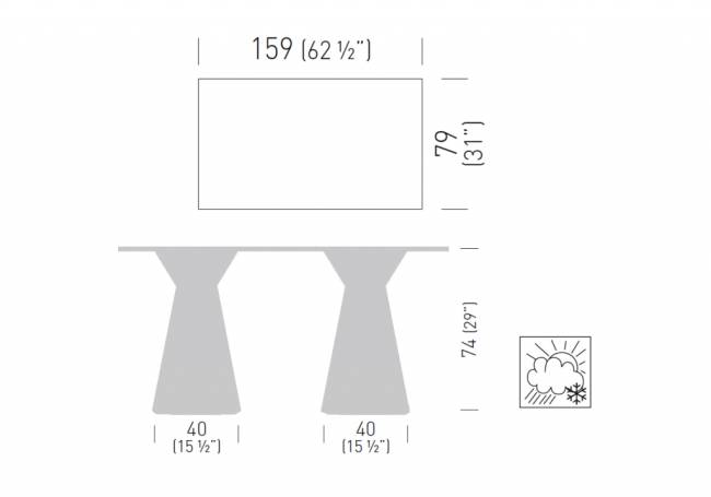 Стол ламинированный Roller Table 1590х790х740 мм