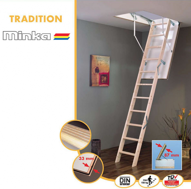 Чердачная складная лестница MINKA TRADITION 130,140 120х70