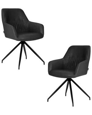 Набор 2 шт Стул обеденный DOBRIN DANIEL, черные ножки, винтажная антрацитовая экокожа (RU-08)