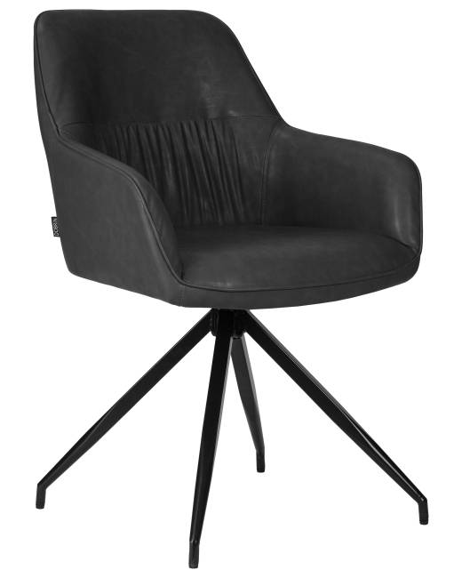 Набор 2 шт Стул обеденный DOBRIN DANIEL, черные ножки, винтажная антрацитовая экокожа (RU-08)