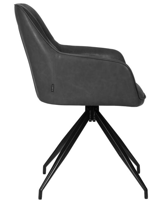 Набор 2 шт Стул обеденный DOBRIN DANIEL, черные ножки, винтажная антрацитовая экокожа (RU-08)