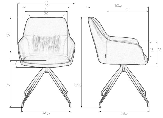 Набор 2 шт Стул обеденный DOBRIN DANIEL, черные ножки, винтажная антрацитовая экокожа (RU-08)