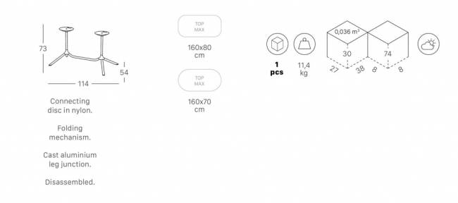 Подстолье металлическое двойное складное Tripe Double Folding тортора 1140х540х730 мм