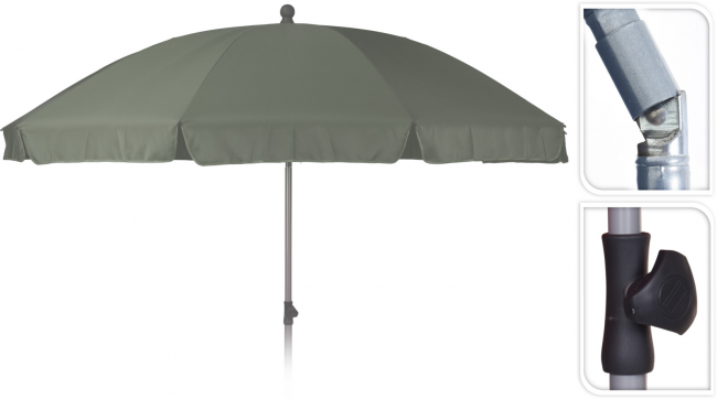 Зонт пляжный, д.250 см, купол полиэстер, стойка цинк, с пластиковыми элементами, цвет серый