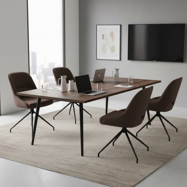 Кресло Этна коричневое, поворотное, черный металл