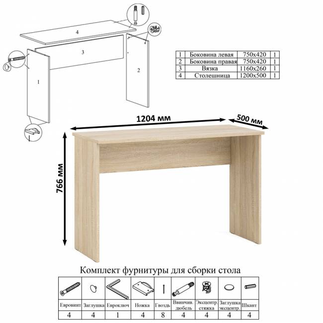 Тумба большая с дверками и нишами с письменным столом Мори и верхней полкой на 1200 цвет дуб сонома/белый