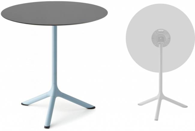 Стол ламинированный обеденный складной Tripe Folding голубой, антрацит Ø700х740 мм