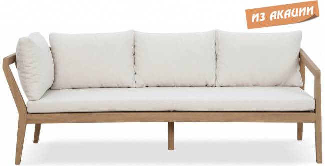 Модуль деревянный трехместный с подушками Nara песочный, бежевый 1970х738х669 мм