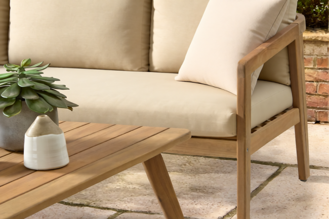 Модуль деревянный трехместный с подушками Nara песочный, бежевый 1970х738х669 мм