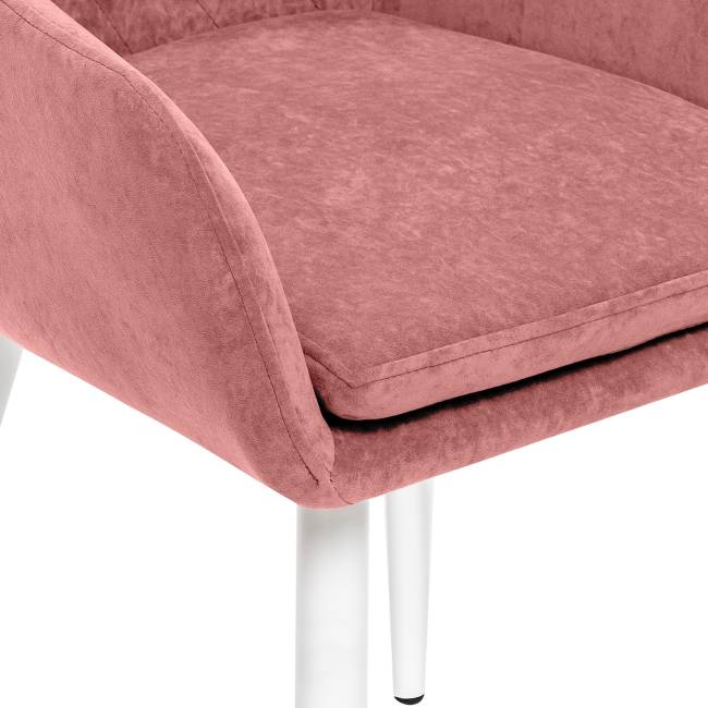 Стул с подлокотниками Leset Слим, каркас Белый, велюр Персиковый Персиковый Белый