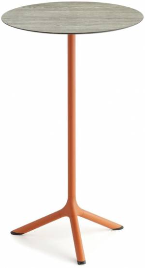 Стол ламинированный барный Tripe терракотовый, состаренный серый дуб Ø600х1100 мм