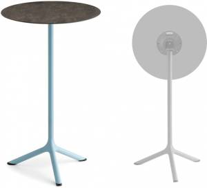 Стол ламинированный барный складной Tripe Folding голубой, кортен Ø600х1100 мм