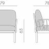 Кресло пластиковое с подушками Komodo Poltrona антрацит, серый 790х780х880 мм