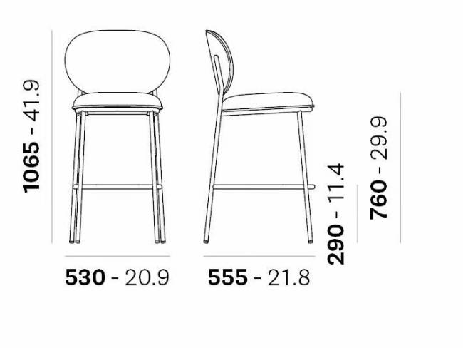 Стул барный с обивкой Stiel 530х555х1065 мм