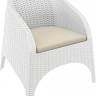 Кресло пластиковое плетеное с подушкой Aruba белый 740х750х800 мм