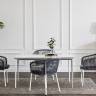 "Малага" обеденная группа на 4 персоны со стульями "Марсель", каркас белый, роуп светло-серый