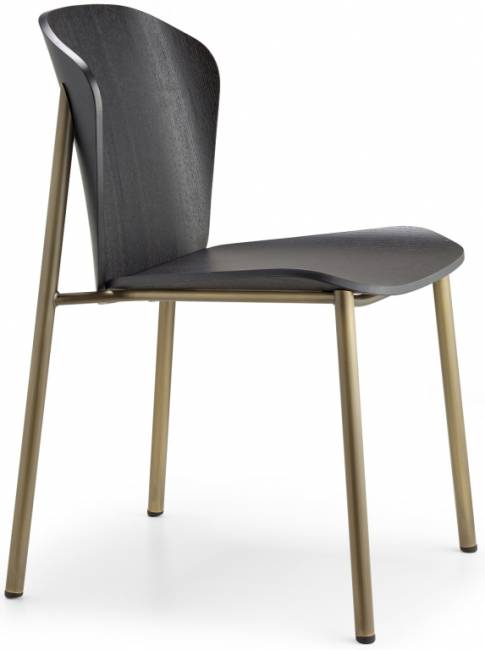 Стул деревянный Finn Metal Wood винтажная бронза, черный ясень 480х530х780 мм