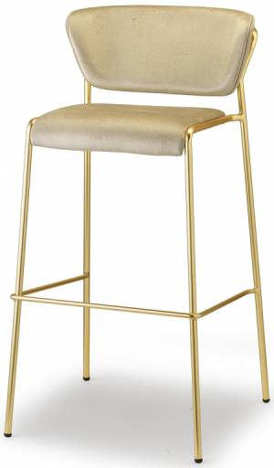 Стул полубарный с обивкой Lisa сатинированная латунь, слоновая кость 500х500х890 мм