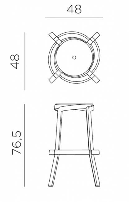Табурет пластиковый барный Stack Maxi базальт 480х480х765 мм
