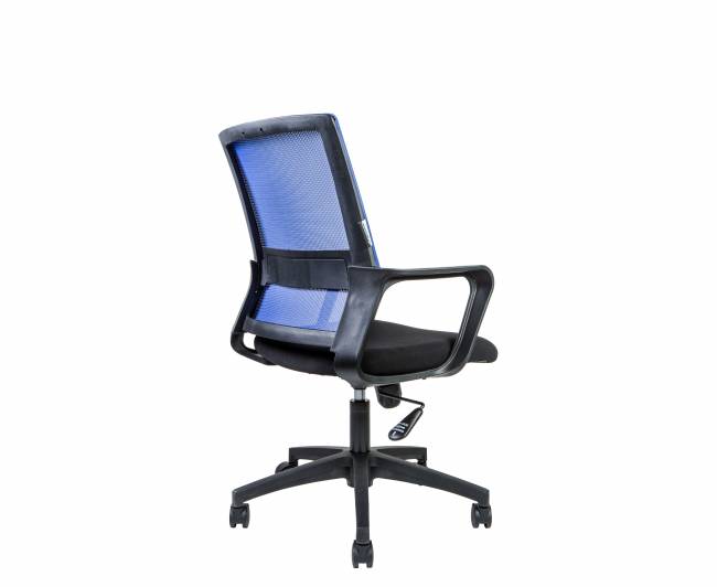 Кресло офисное / Бит LB / черный пластик / синяя сетка / черная ткань