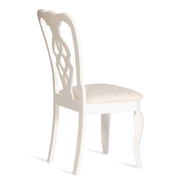 Стул Афродита/Aphrodite/1 шт. в упаковке дерево гевея, 46х54х99см, слоновая кость, ткань кремовая с рисунком а04 Ivory white дерево гевея