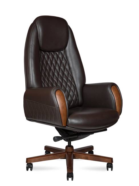 Кресло офисное / Верди / Verdi / коричневая кожа