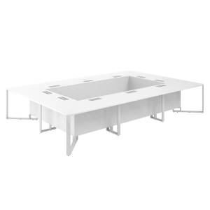 SP.0108.WH.WH.WH / Стол переговорный 4200х2800х750 / столешница:белый, подстолье:белый, металлокаркас:белый, лючок:серый