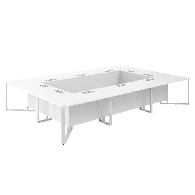 SP.0108.WH.WH.WH / Стол переговорный 4200х2800х750 / столешница:белый, подстолье:белый, металлокаркас:белый, лючок:серый