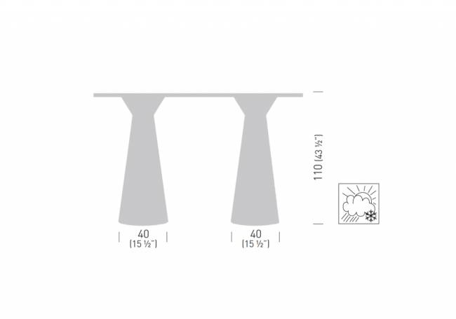 Подстолье пластиковое двойное барное Roller Base Ø400х1100 мм