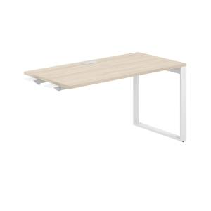 AG.118.AR.L.72.WH  / Стол комбо 1400х800х750  / профиль О-образный: 70х20 белый; лючок: серебро; столешница: акация равелло