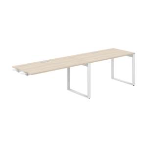 AG.195.AR.L.72.WH / Рабочая станция комбо s-b-s 2800х700х750 / профиль О-образный: 70х20 белый; лючок: серебро; столешница: акация равелло