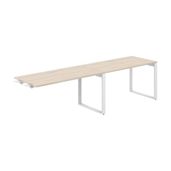 AG.195.AR.L.72.WH / Рабочая станция комбо s-b-s 2800х700х750 / профиль О-образный: 70х20 белый; лючок: серебро; столешница: акация равелло