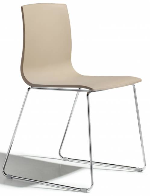 Стул пластиковый на полозьях Alice хром, тортора 530х510х800 мм